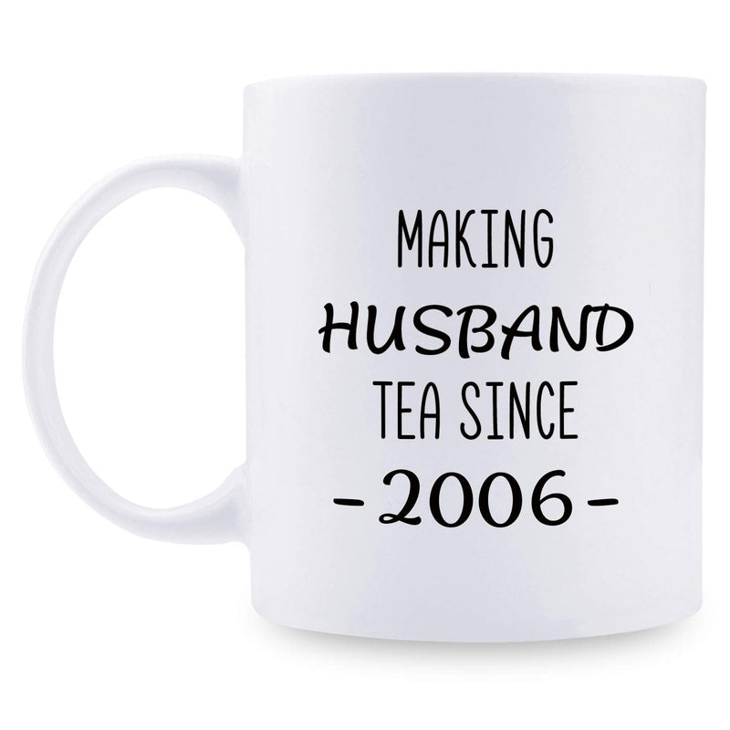 13th Anniversary Gifts - 13th Wedding Anniversary Gifts for Couple, 13 Year Anniversary Gifts 11oz Funny Coffee Mug for Husband, Hubby, Him, making husband tea