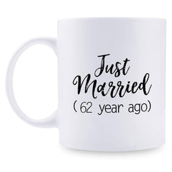 62nd Anniversary Gifts - 62nd Wedding Anniversary Gifts for Couple, 62 Year Anniversary Gifts 11oz Funny Coffee Mug for Couples, Husband, Hubby, Wife, Wifey, Her, Him, just married