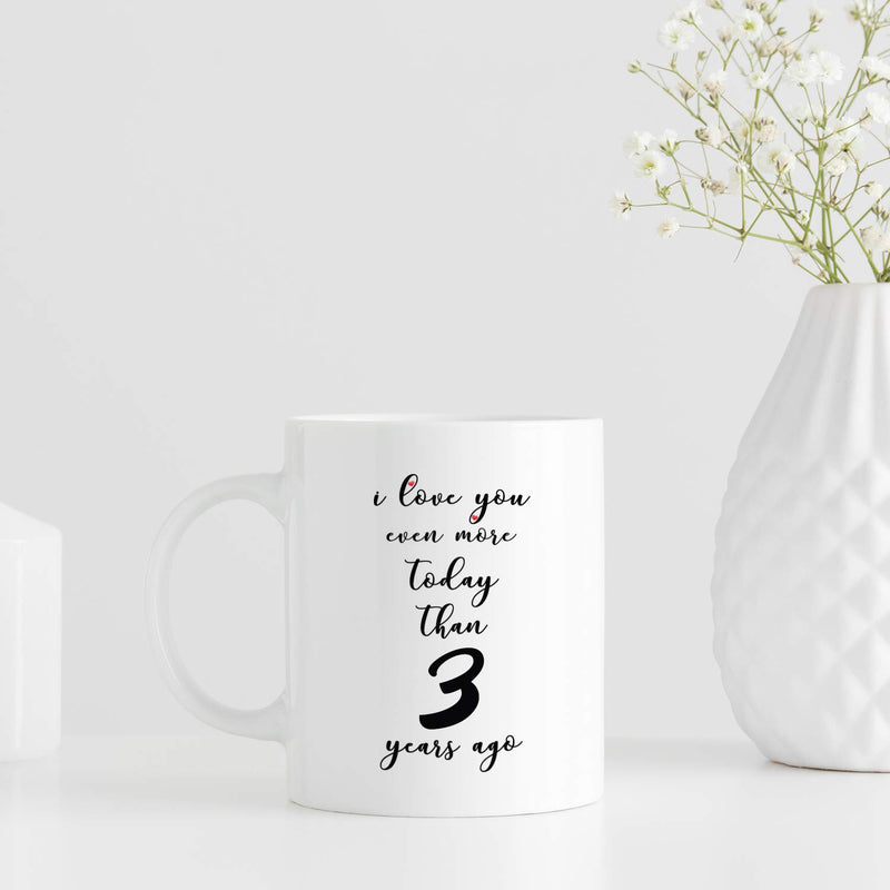 3rd Anniversary Gifts - 3rd Wedding Anniversary Gifts for Couple, 3 Year Anniversary Gifts 11oz Funny Coffee Mug for Couples, Husband, Hubby, Wife, Wifey, Her, Him, I Love You Even More