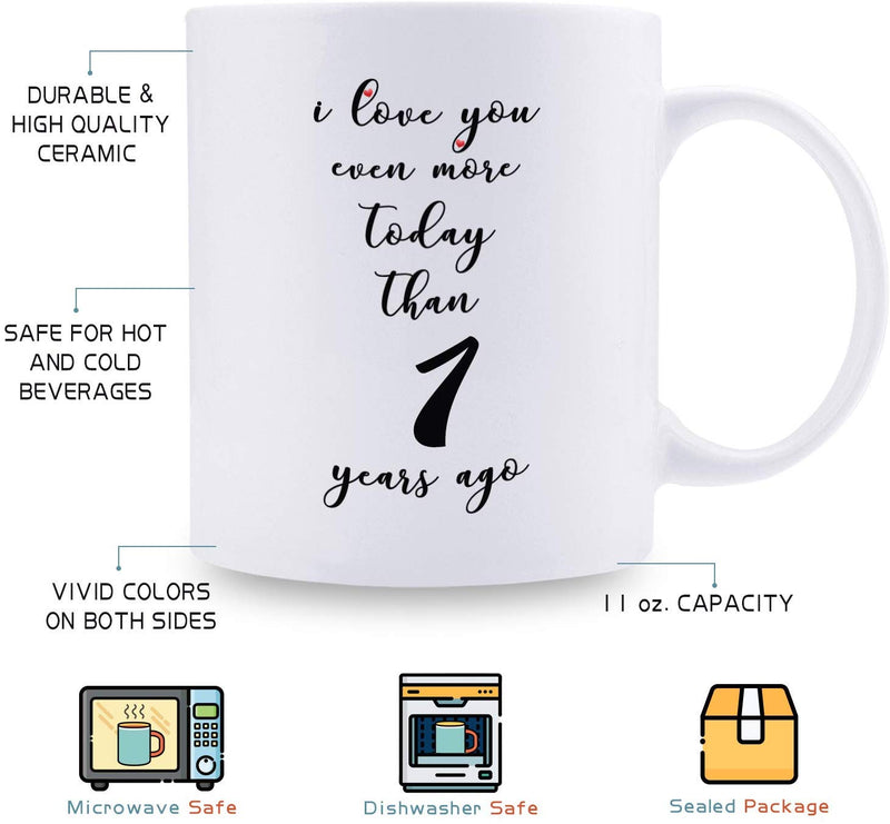 1st Anniversary Gifts - 1st Wedding Anniversary Gifts for Couple, 1 Year Anniversary Gifts 11oz Funny Coffee Mug for Couples, Husband, Hubby, Wife, Wifey, Her, Him, I Love You Even More