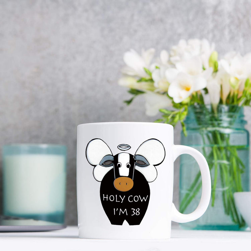 38th Birthday Gifts for Women - 1981 Birthday Gifts for Women, 38 Years Old Birthday Gifts Coffee Mug for Mom, Wife, Friend, Sister, Her, Colleague, Coworker, HOLY COW MUG - 11oz