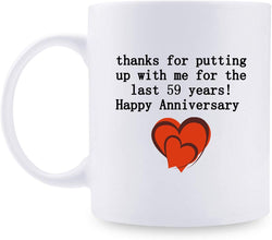 59th Anniversary Gifts - 59th Wedding Anniversary Gifts for Couple, 59 Year Anniversary Gifts 11oz Funny Coffee Mug for Couples, Husband, Hubby, Wife, Wifey, Her, Him, putting up with me