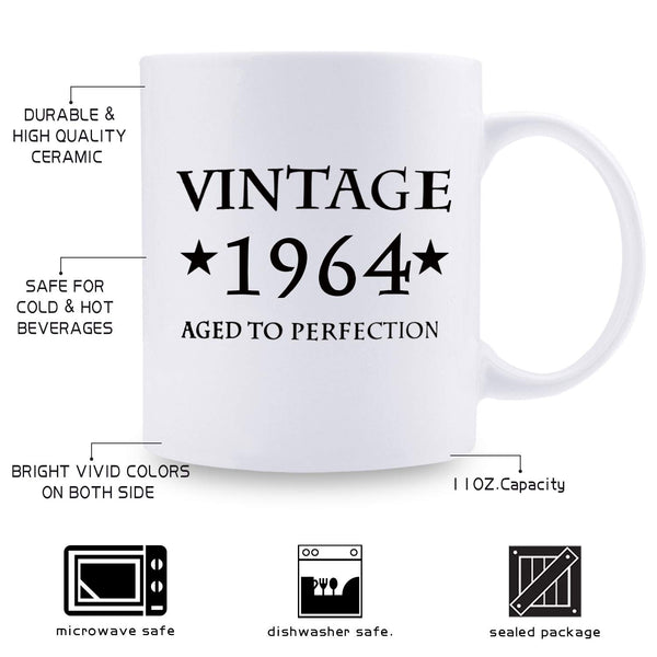 55th Birthday Gifts for Men - 1964 Birthday Gifts for Men, 55 Years Old Birthday Gifts Coffee Mug for Dad, Husband, Friend, Brother, Him, Colleague, Coworker - 11oz