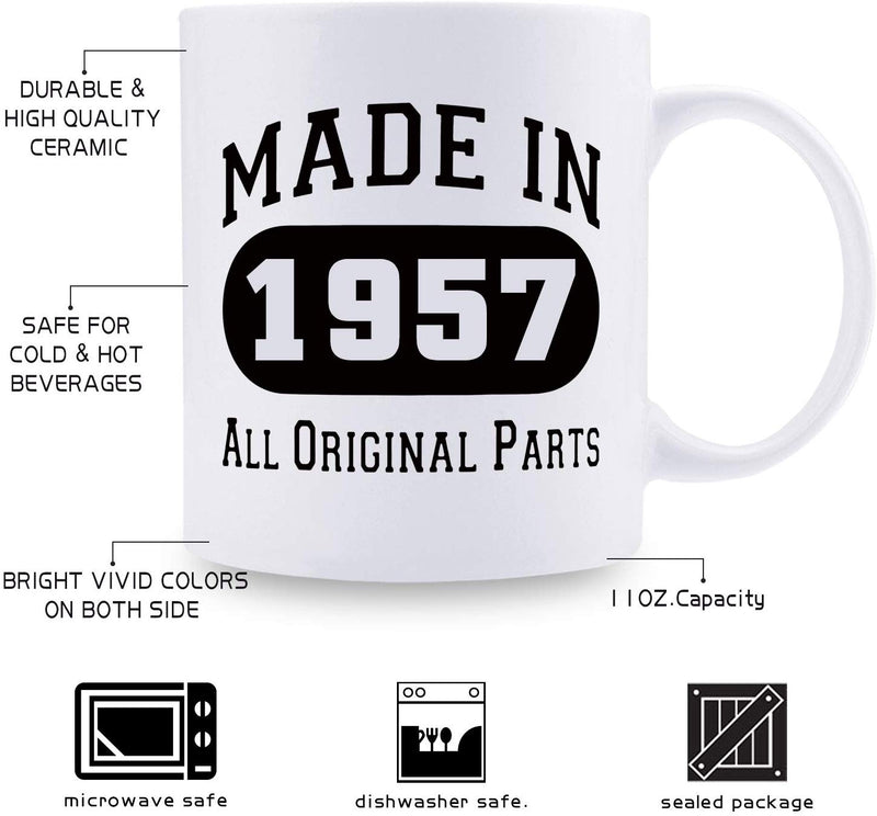 62nd Birthday Gifts for Men - 1957 Birthday Gifts for Men, 62 Years Old Birthday Gifts Coffee Mug for Dad, Husband, Friend, Brother, Him, Colleague, Coworker - 11oz