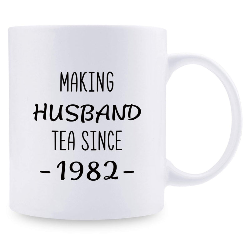 37th Anniversary Gifts - 37th Wedding Anniversary Gifts for Couple, 37 Year Anniversary Gifts 11oz Funny Coffee Mug for Husband, Hubby, Him, making husband tea