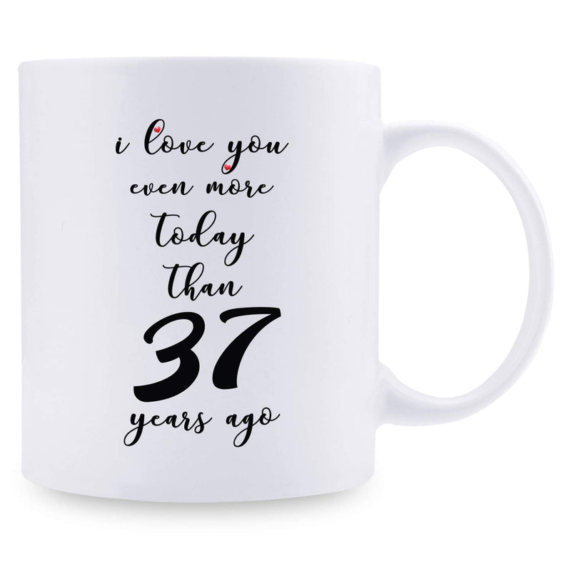 37th Anniversary Gifts - 37th Wedding Anniversary Gifts for Couple, 37 Year Anniversary Gifts 11oz Funny Coffee Mug for Couples, Husband, Hubby, Wife, Wifey, Her, Him, I Love You Even More