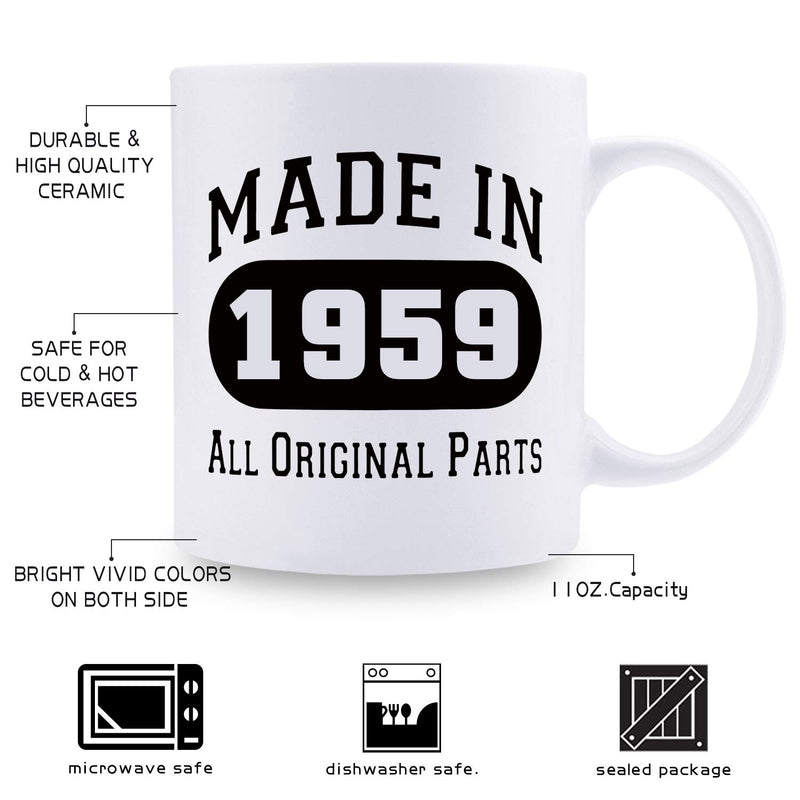 60th Birthday Gifts for Men - 1959 Birthday Gifts for Men, 60 Years Old Birthday Gifts Coffee Mug for Dad, Husband, Friend, Brother, Him, Colleague, Coworker - 11oz