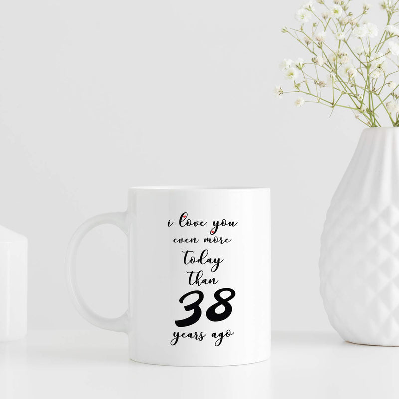 38th Anniversary Gifts - 38th Wedding Anniversary Gifts for Couple, 38 Year Anniversary Gifts 11oz Funny Coffee Mug for Couples, Husband, Hubby, Wife, Wifey, Her, Him, I Love You Even More