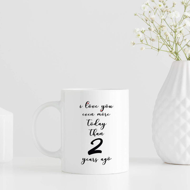 2nd Anniversary Gifts - 2nd Wedding Anniversary Gifts for Couple, 2 Year Anniversary Gifts 11oz Funny Coffee Mug for Couples, Husband, Hubby, Wife, Wifey, Her, Him, I Love You Even More