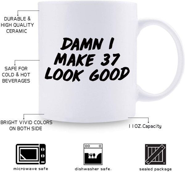 37th Birthday Gifts for Women - 1982 Birthday Gifts for Women, 37 Years Old Birthday Gifts Coffee Mug for Mom, Wife, Friend, Sister, Her, Colleague, Coworker - 11oz