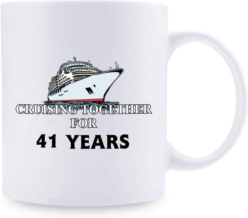 41st Anniversary Gifts - 41st Wedding Anniversary Gifts for Couple, 41 Year Anniversary Gifts 11oz Funny Coffee Mug for Couples, Husband, Hubby, Wife, Wifey, Her, Him, cruising together