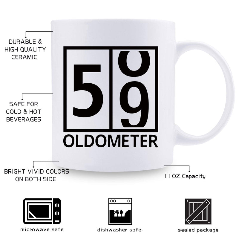 59th Birthday Gifts for Men - 1960 Birthday Gifts for Men, 59 Years Old Birthday Gifts Coffee Mug for Dad, Husband, Friend, Brother, Him, Colleague, Coworker, Oldometer Mug - 11oz