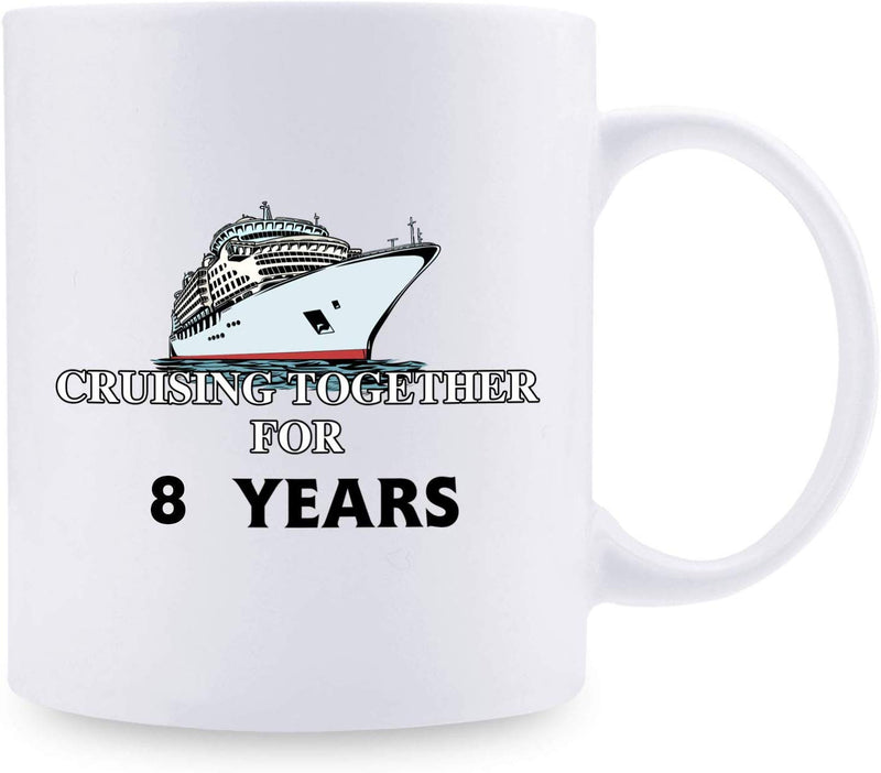 8th Anniversary Gifts - 8th Wedding Anniversary Gifts for Couple, 8 Year Anniversary Gifts 11oz Funny Coffee Mug for Couples, Husband, Hubby, Wife, Wifey, Her, Him, cruising together