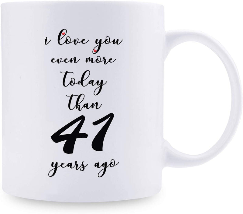 41st Anniversary Gifts - 41st Wedding Anniversary Gifts for Couple, 41 Year Anniversary Gifts 11oz Funny Coffee Mug for Couples, Husband, Hubby, Wife, Wifey, Her, Him, I Love You Even More