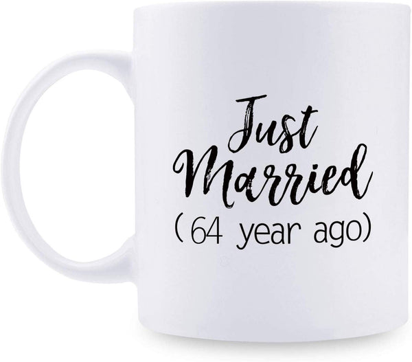 64th Anniversary Gifts - 64th Wedding Anniversary Gifts for Couple, 64 Year Anniversary Gifts 11oz Funny Coffee Mug for Couples, Husband, Hubby, Wife, Wifey, Her, Him, just married