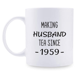 60th Anniversary Gifts - 60th Wedding Anniversary Gifts for Couple, 60 Year Anniversary Gifts 11oz Funny Coffee Mug for Husband, Hubby, Him, making husband tea