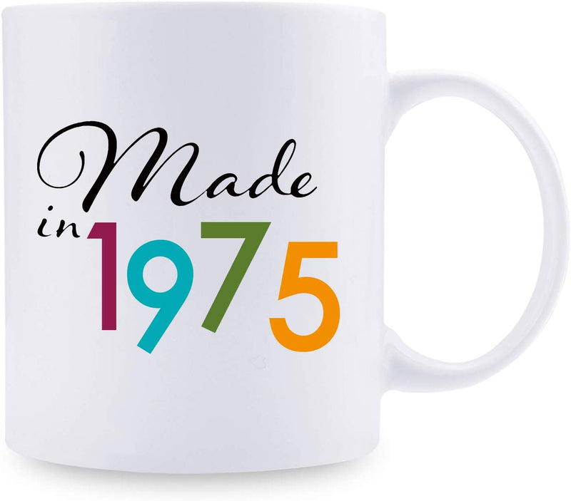 44th Birthday Gifts for Women - 1975 Birthday Gifts for Women, 44 Years Old Birthday Gifts Coffee Mug for Mom, Wife, Friend, Sister, Her, Colleague, Coworker - 11oz