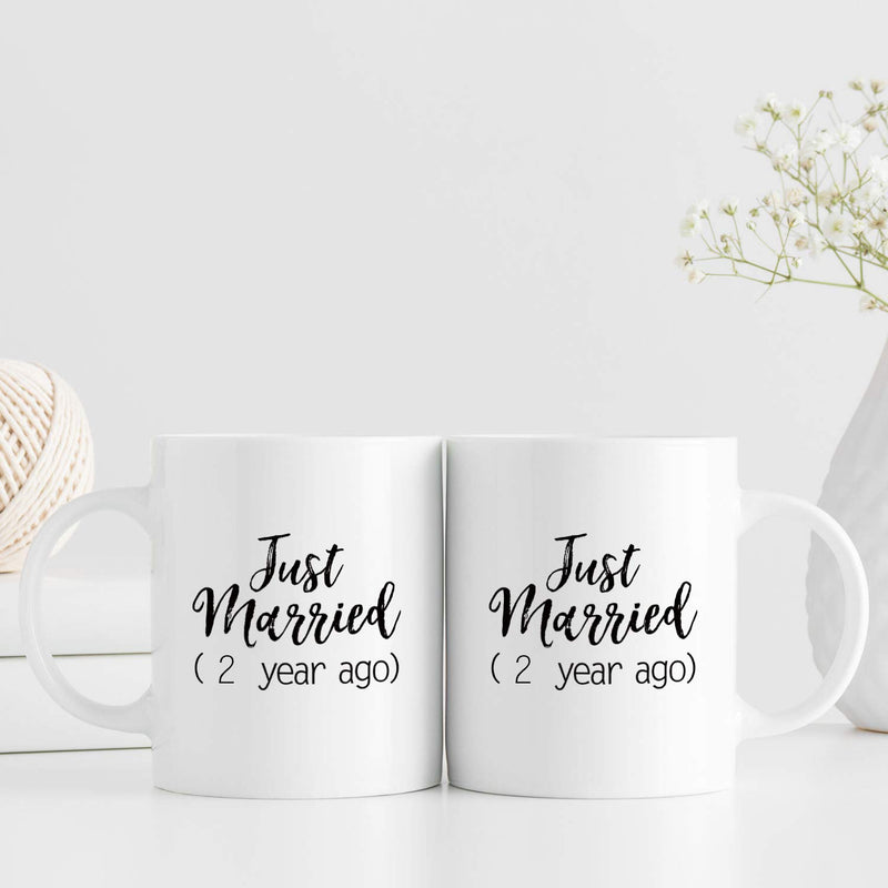 2nd Anniversary Gifts - 2nd Wedding Anniversary Gifts for Couple, 2 Year Anniversary Gifts 11oz Funny Coffee Mug for Couples, Husband, Hubby, Wife, Wifey, Her, Him, just married