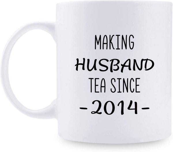 5th Anniversary Gifts - 5th Wedding Anniversary Gifts for Couple, 5 Year Anniversary Gifts 11oz Funny Coffee Mug for Husband, Hubby, Him, making husband tea