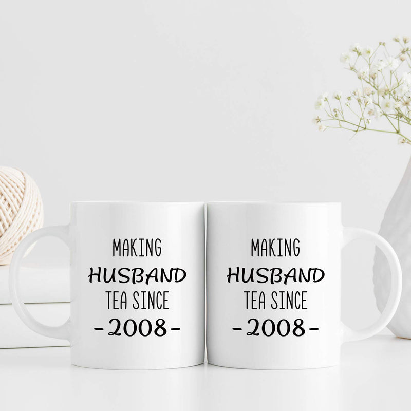 11th Anniversary Gifts - 11th Wedding Anniversary Gifts for Couple, 11 Year Anniversary Gifts 11oz Funny Coffee Mug for Husband, Hubby, Him, making husband tea