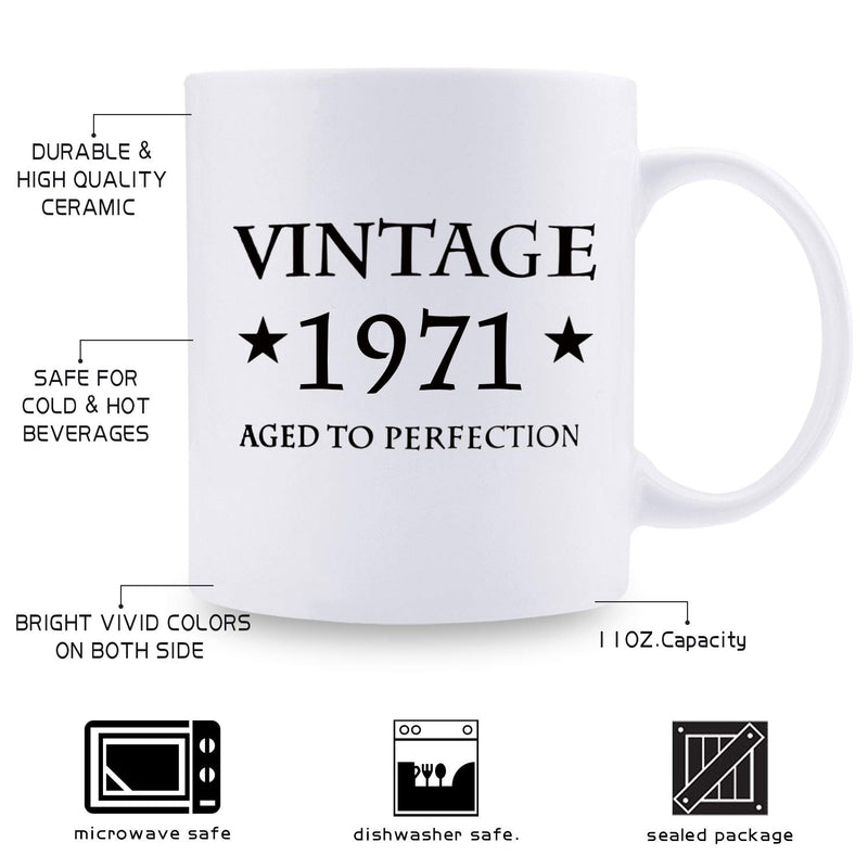 48th Birthday Gifts for Women - 1971 Birthday Gifts for Women, 48 Years Old Birthday Gifts Coffee Mug for Mom, Wife, Friend, Sister, Her, Colleague, Coworker - 11oz