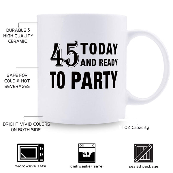 45th Birthday Gifts for Women - 1974 Birthday Gifts for Women, 45 Years Old Birthday Gifts Coffee Mug for Mom, Wife, Friend, Sister, Her, Colleague, Coworker - 11oz