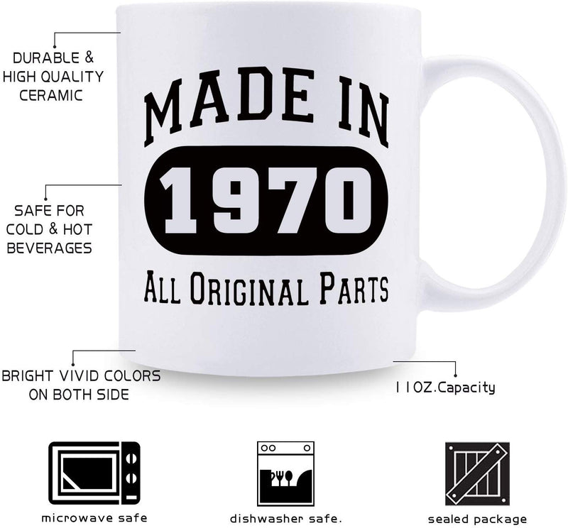 49th Birthday Gifts for Men - 1970 Birthday Gifts for Men, 49 Years Old Birthday Gifts Coffee Mug for Dad, Husband, Friend, Brother, Him, Colleague, Coworker - 11oz