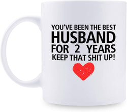 2nd Anniversary Gifts - 2nd Wedding Anniversary Gifts for Husband, 2 Year Anniversary Gifts 11oz Funny Coffee Mug for Husband, Hubby, Him, best husband