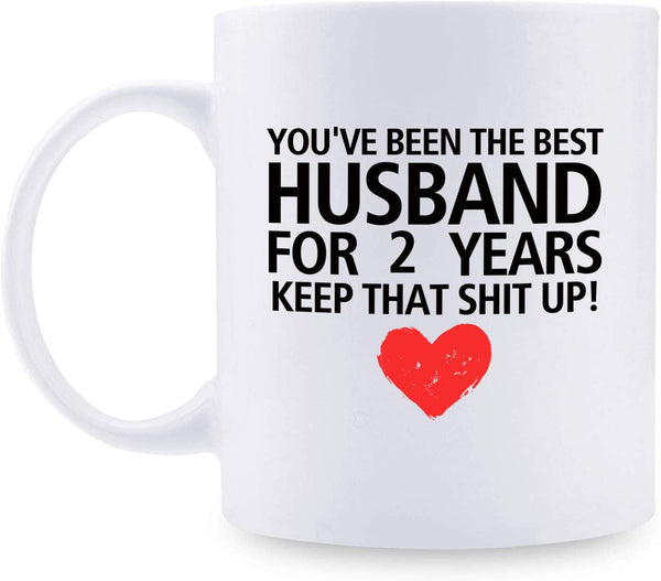 2nd Anniversary Gifts - 2nd Wedding Anniversary Gifts for Husband, 2 Year Anniversary Gifts 11oz Funny Coffee Mug for Husband, Hubby, Him, best husband