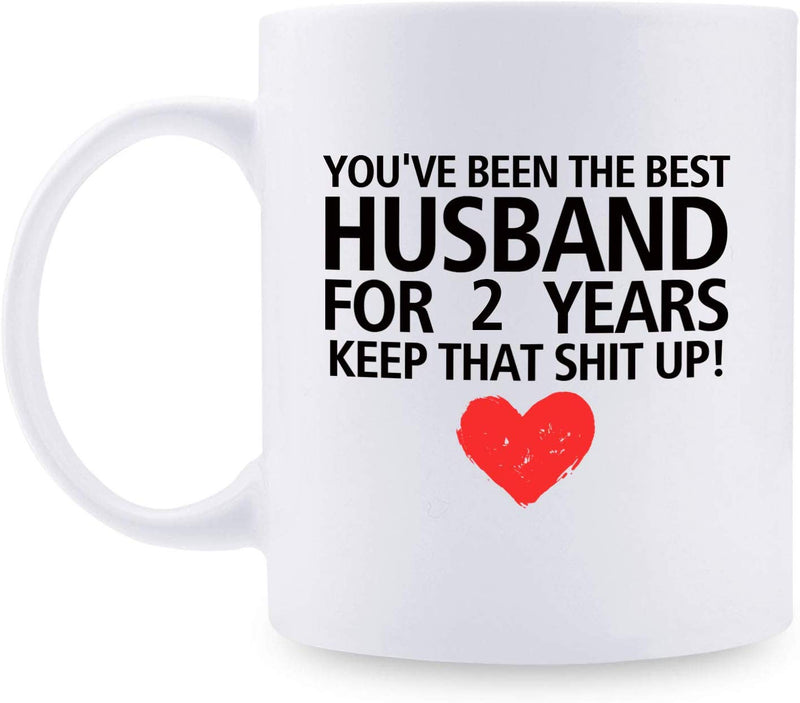 2nd Anniversary Gifts - 2nd Wedding Anniversary Gifts for Husband, 2 Year Anniversary Gifts 11oz Funny Coffee Mug for Husband, Hubby, Him, best husband