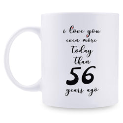 56th Anniversary Gifts - 56th Wedding Anniversary Gifts for Couple, 56 Year Anniversary Gifts 11oz Funny Coffee Mug for Couples, Husband, Hubby, Wife, Wifey, Her, Him, I Love You Even More