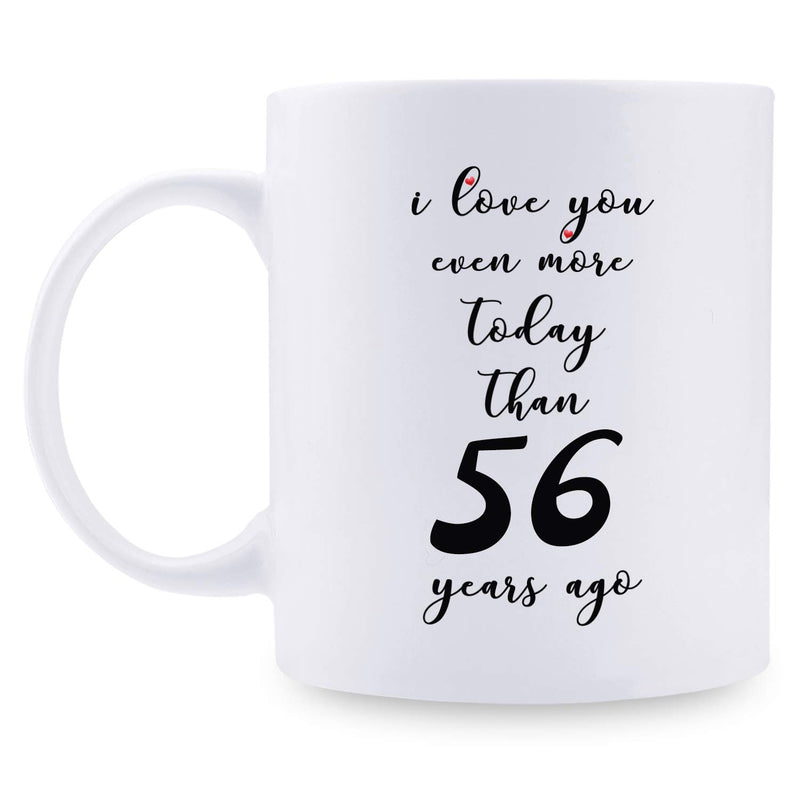 56th Anniversary Gifts - 56th Wedding Anniversary Gifts for Couple, 56 Year Anniversary Gifts 11oz Funny Coffee Mug for Couples, Husband, Hubby, Wife, Wifey, Her, Him, I Love You Even More