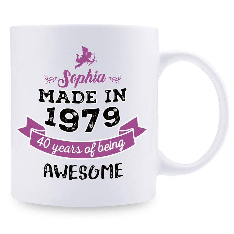 40th Birthday Gifts for Women - 1979 Birthday Gifts for Women, 40 Years Old Birthday Gifts Coffee Mug for Mom, Wife, Friend, Sister, Her, Colleague, Coworker - 11oz