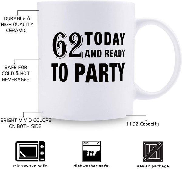 62nd Birthday Gifts for Men - 1957 Birthday Gifts for Men, 62 Years Old Birthday Gifts Coffee Mug for Dad, Husband, Friend, Brother, Him, Colleague, Coworker - 11oz