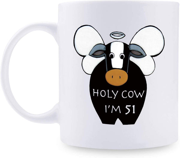 51st Birthday Gifts for Women - 1968 Birthday Gifts for Women, 51 Years Old Birthday Gifts Coffee Mug for Mom, Wife, Friend, Sister, Her, Colleague, Coworker, HOLY COW MUG - 11oz