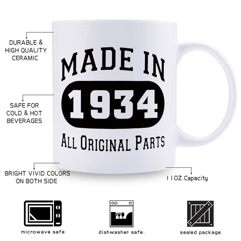 85th Birthday Gifts For Men - 1934 Birthday Gifts for Men, 85 Years Old Birthday Gifts Coffee Mug for Dad, Husband, Friend, Brother, Him, Colleague, Coworker - 11oz