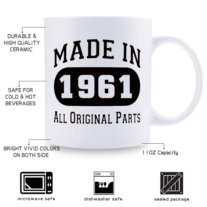 58th Birthday Gifts for Men - 1961 Birthday Gifts for Men, 58 Years Old Birthday Gifts Coffee Mug for Dad, Husband, Friend, Brother, Him, Colleague, Coworker - 11oz