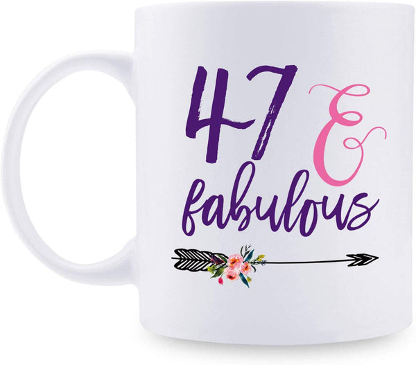 47th Birthday Gifts for Women - 1972 Birthday Gifts for Women, 47 Years Old Birthday Gifts Coffee Mug for Mom, Wife, Friend, Sister, Her, Colleague, Coworker - 11oz