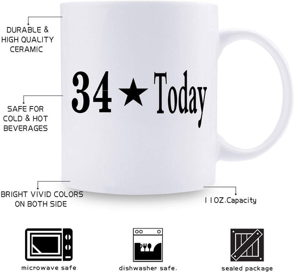 34th Birthday Gifts for Men - 1985 Birthday Gifts for Men, 34 Years Old Birthday Gifts Coffee Mug for Dad, Husband, Friend, Brother, Him, Colleague, Coworker - 11oz