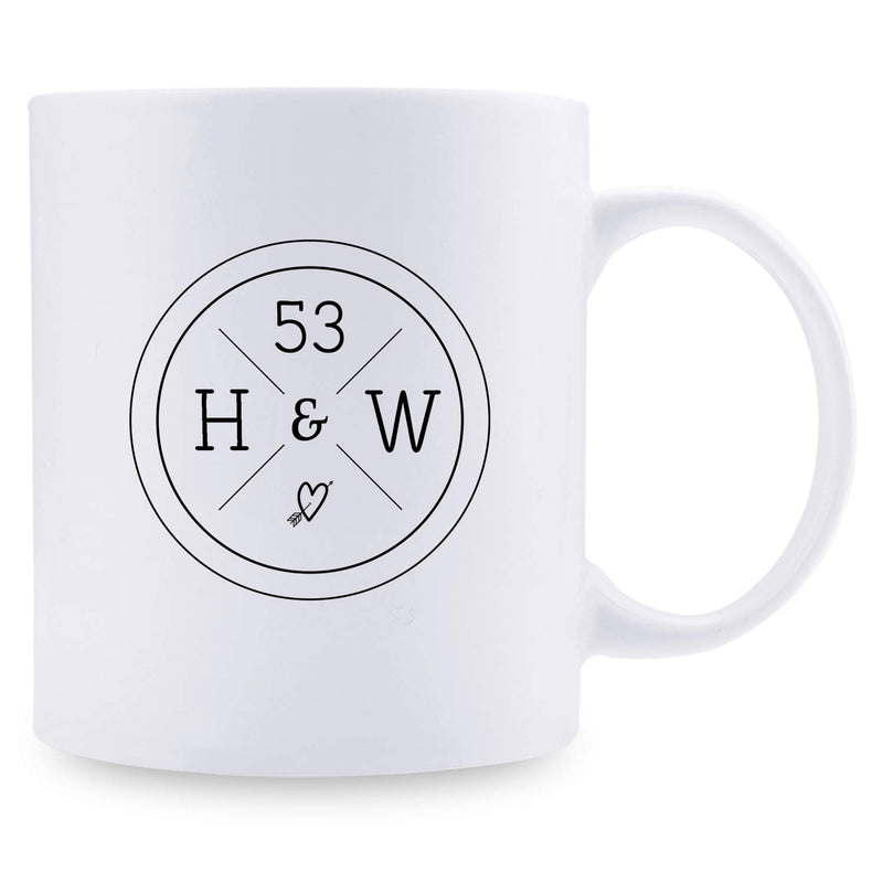 53rd Anniversary Gifts - 53rd Wedding Anniversary Gifts for Couple, 53 Year Anniversary Gifts 11oz Funny Coffee Mug for Couples, Husband, Hubby, Wife, Wifey, Her, Him, H&W