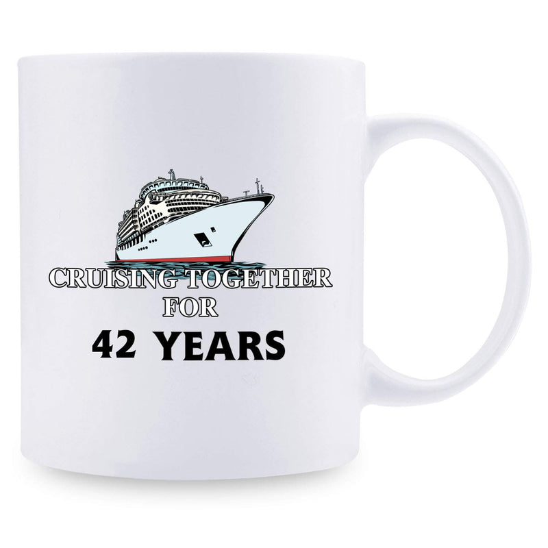 42nd Anniversary Gifts - 42nd Wedding Anniversary Gifts for Couple, 42 Year Anniversary Gifts 11oz Funny Coffee Mug for Couples, Husband, Hubby, Wife, Wifey, Her, Him, cruising together