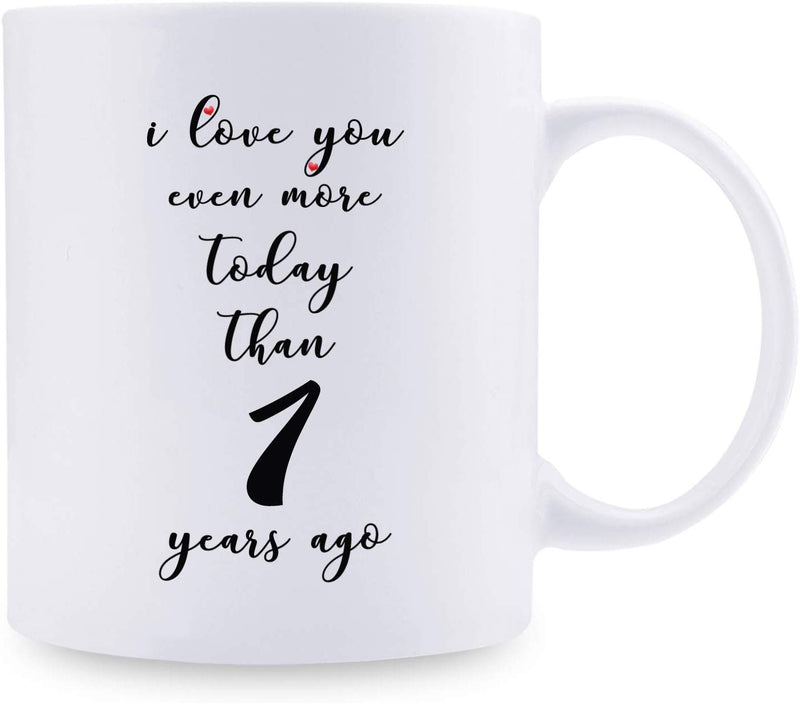 1st Anniversary Gifts - 1st Wedding Anniversary Gifts for Couple, 1 Year Anniversary Gifts 11oz Funny Coffee Mug for Couples, Husband, Hubby, Wife, Wifey, Her, Him, I Love You Even More