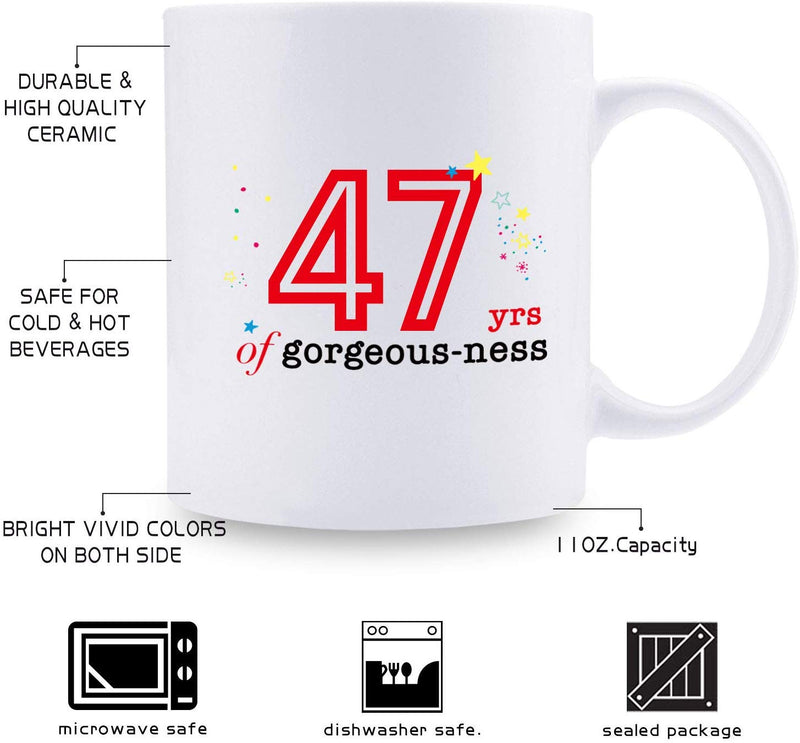 47th Birthday Gifts for Women - 1972 Birthday Gifts for Women, 47 Years Old Birthday Gifts Coffee Mug for Mom, Wife, Friend, Sister, Her, Colleague, Coworker - 11oz