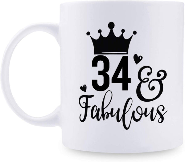 34th Birthday Gifts for Women - 1985 Birthday Gifts for Women, 34 Years Old Birthday Gifts Coffee Mug for Mom, Wife, Friend, Sister, Her, Colleague, Coworker - 11oz