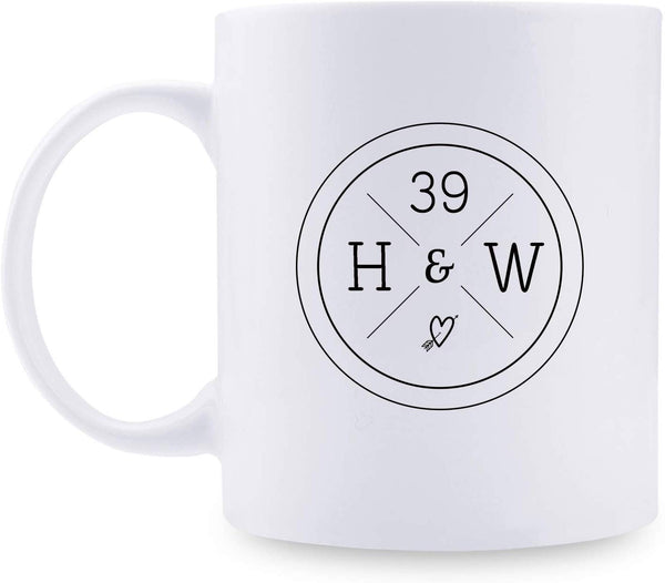 39th Anniversary Gifts - 39th Wedding Anniversary Gifts for Couple, 39 Year Anniversary Gifts 11oz Funny Coffee Mug for Couples, Husband, Hubby, Wife, Wifey, Her, Him, H&W