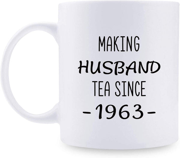 56th Anniversary Gifts - 56th Wedding Anniversary Gifts for Couple, 56 Year Anniversary Gifts 11oz Funny Coffee Mug for Husband, Hubby, Him, making husband tea