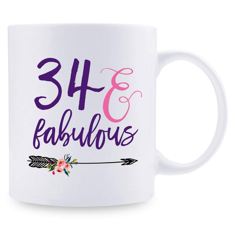 34th Birthday Gifts for Women - 1985 Birthday Gifts for Women, 34 Years Old Birthday Gifts Coffee Mug for Mom, Wife, Friend, Sister, Her, Colleague, Coworker - 11oz