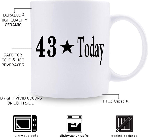 43rd Birthday Gifts for Women - 1976 Birthday Gifts for Women, 43 Years Old Birthday Gifts Coffee Mug for Mom, Wife, Friend, Sister, Her, Colleague, Coworker - 11oz