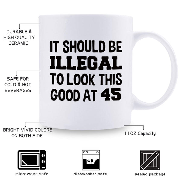 45th Birthday Gifts for Women - 1974 Birthday Gifts for Women, 45 Years Old Birthday Gifts Coffee Mug for Mom, Wife, Friend, Sister, Her, Colleague, Coworker - 11oz