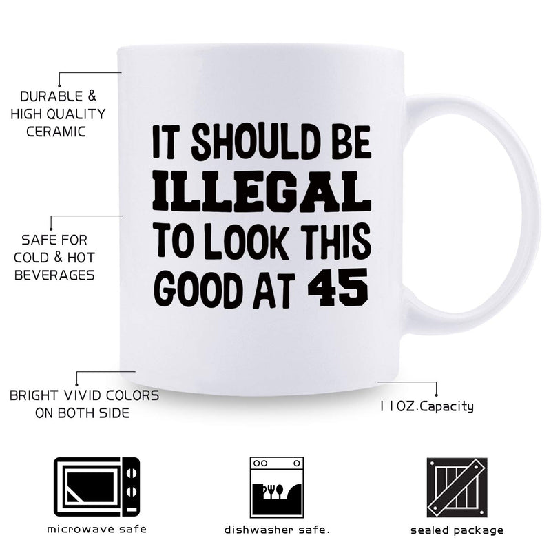 45th Birthday Gifts for Women - 1974 Birthday Gifts for Women, 45 Years Old Birthday Gifts Coffee Mug for Mom, Wife, Friend, Sister, Her, Colleague, Coworker - 11oz